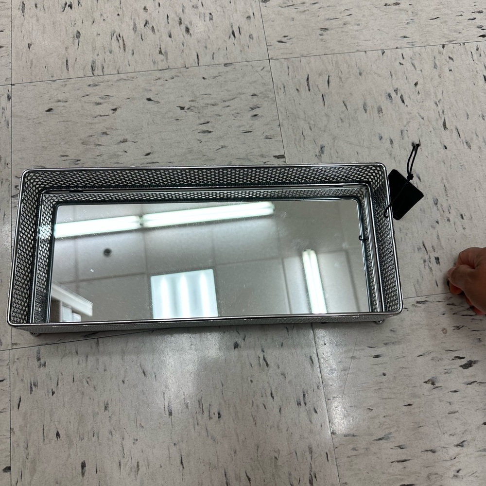 Rectangular Silver Mirrored Tray